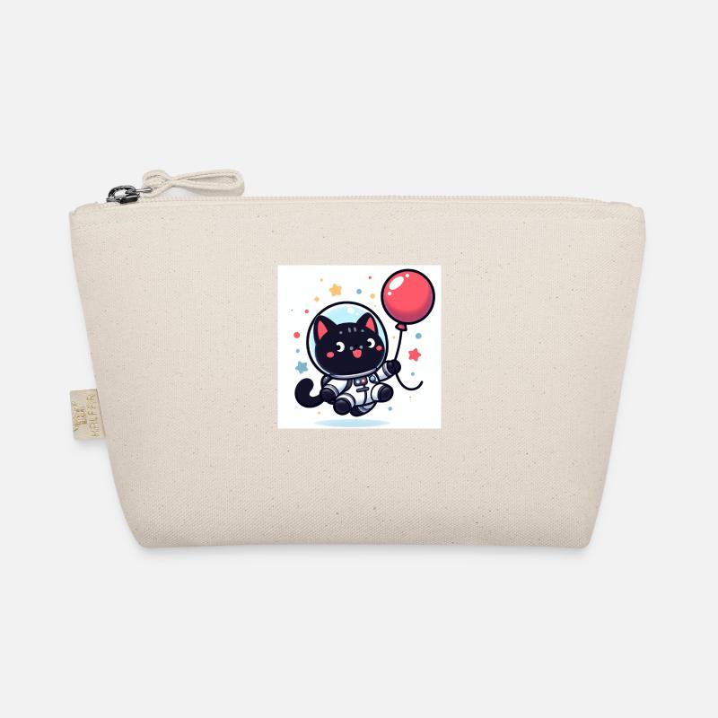 Cute space cat in spacesuit with a balloon Organic Pouch