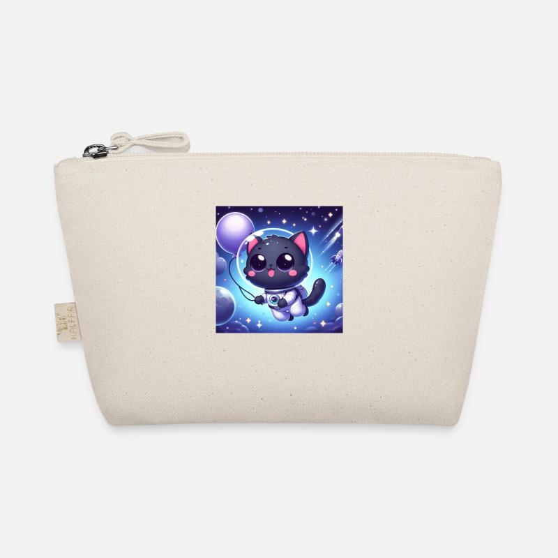 Space Kitty in space with a balloon Organic Pouch