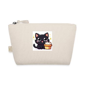Sweet Kitty noir avec de grands yeux et Cupcake - Trousse biologique - nature - Devant