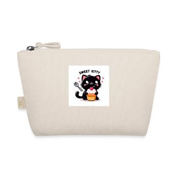 Sweet Kitty noir avec Cupcake et lettrage - Trousse biologique - nature - Devant