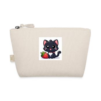 Sweet Kitty Black with Strawberry and Collar - Organic Pouch - nature - Front