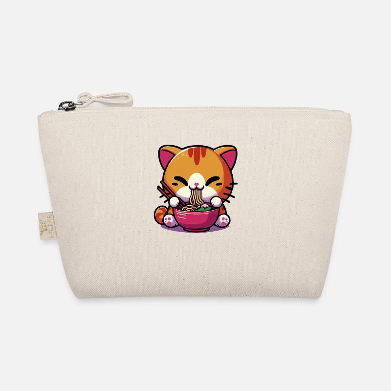 Chat Kawaii Neko mignon mangeant des Ramen 1 Trousse biologique