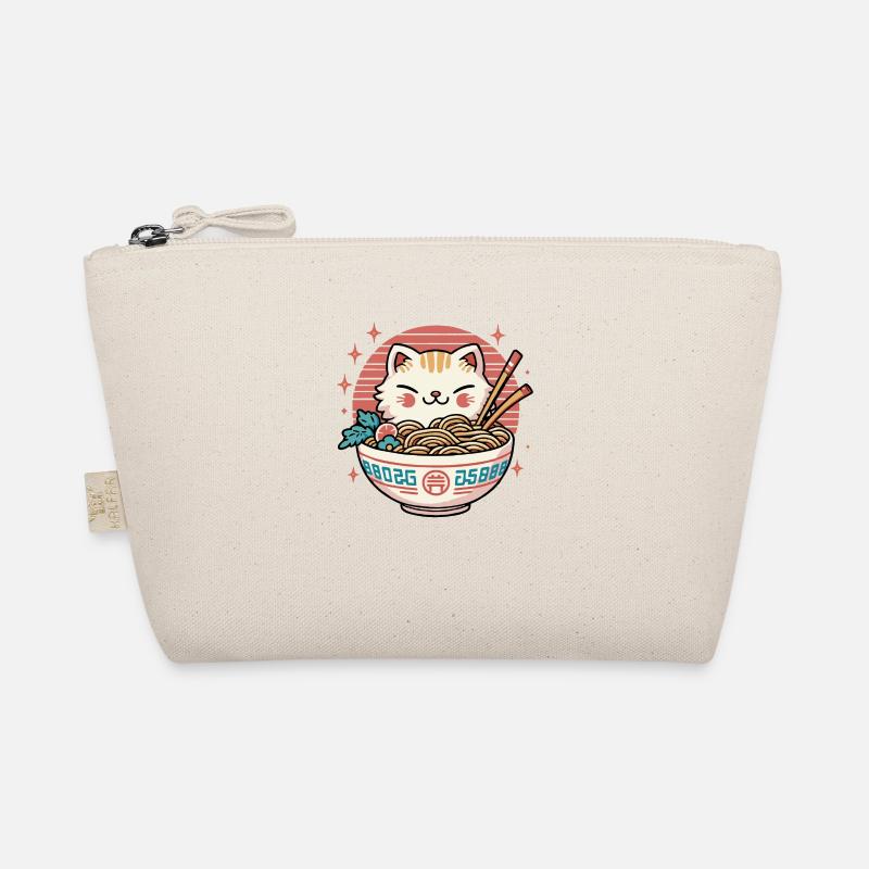 Chat Kawaii Mignon mangeant des Ramen - 1 - Trousse biologique - nature