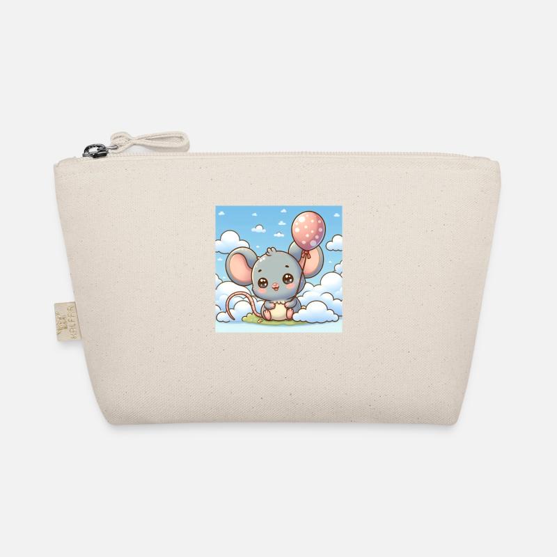 Süsse Maus mit einem Ballon auf einer Wolke - Bio-Täschchen - Natur