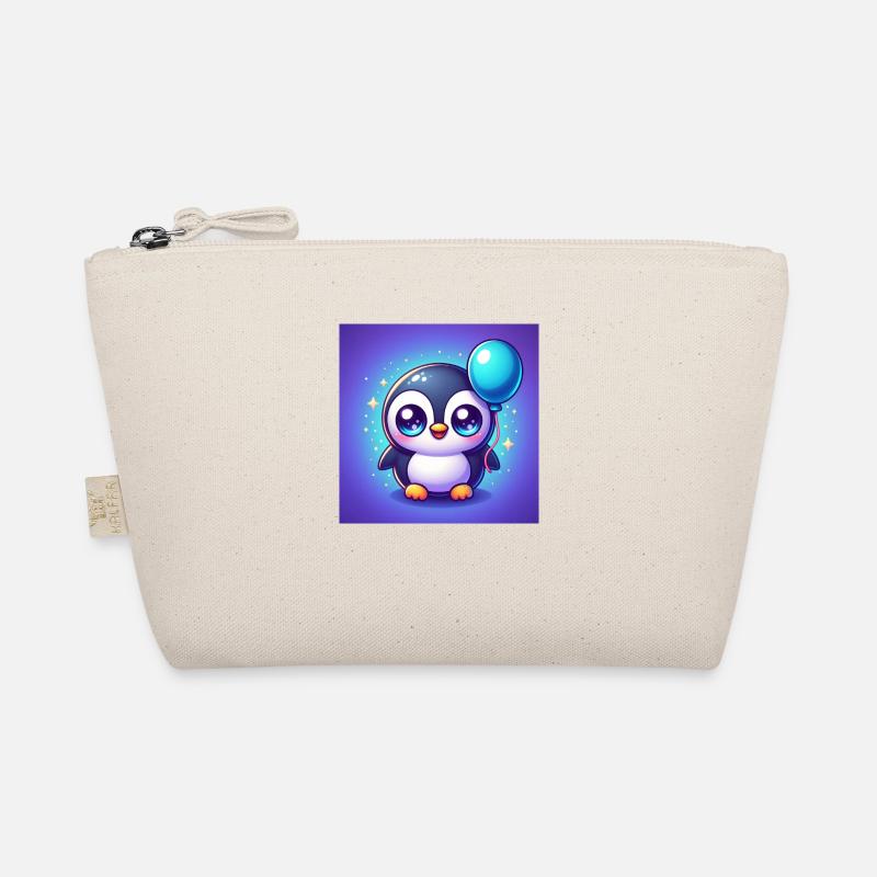Cute penguin with big eyes and a balloon Organic Pouch