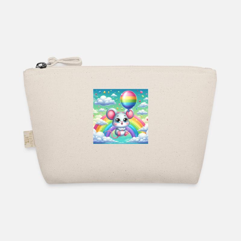 Souris mignonne avec un ballon devant un arc-en-ciel Trousse biologique
