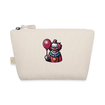 Creepy clown with red hairholding a Red Balloon - Organic Pouch - nature - Front