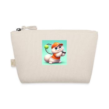 Fluffy cat playing tennis - Organic Pouch - nature - Front