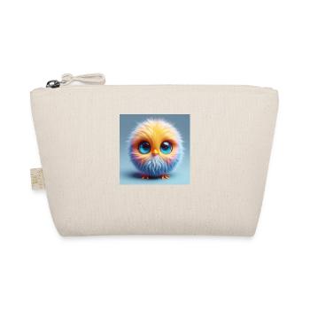 Fluffy 3d chick with big eyes in blue - Organic Pouch - nature - Front
