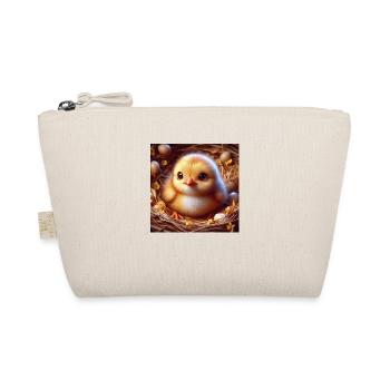 Chick 3D Hyperrealism Yellow White in Nest - Organic Pouch - nature - Front