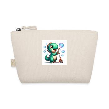Dino in turquoise with soap bubbles and roller - Organic Pouch - nature - Front