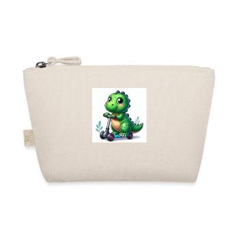 Green dinosaur on a scooter - Organic Pouch - nature - Front