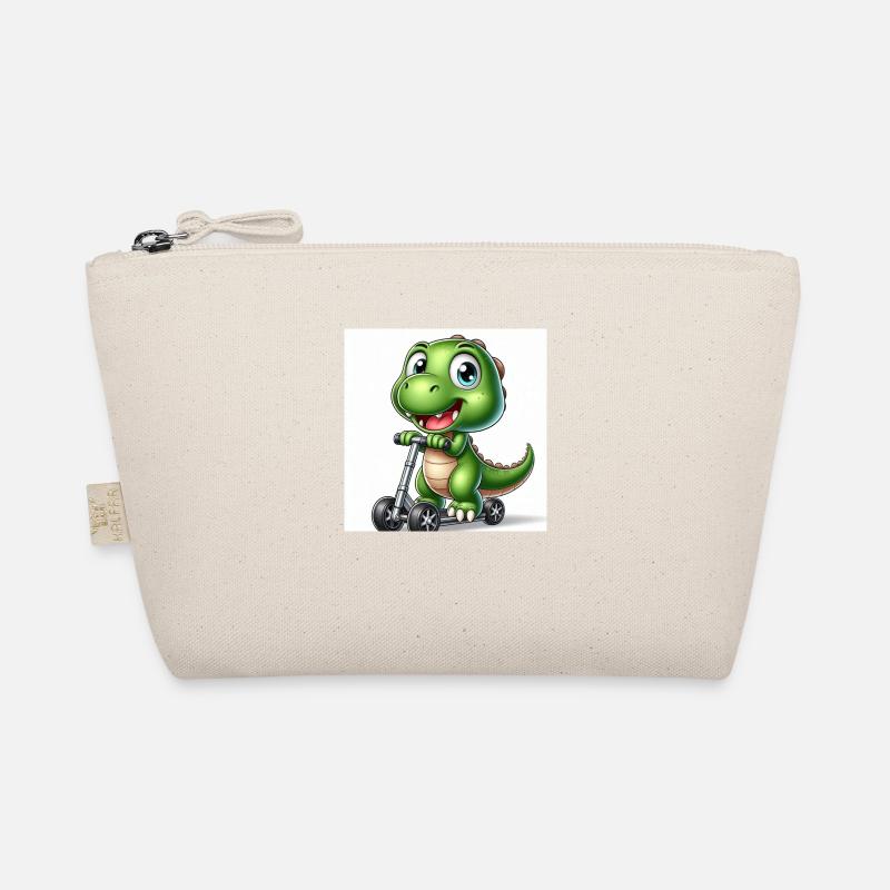Crocodile vert avec des yeux bleus sur un scooter Trousse biologique