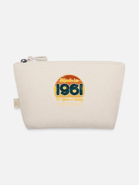 Born in 1961 - Vintage 1961 Retro Anniversary - Organic Pouch - nature - Front