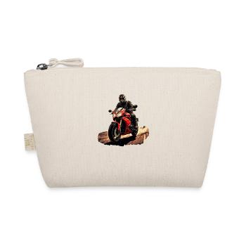 Motorcyclist with red motorcycle - Organic Pouch - nature - Front