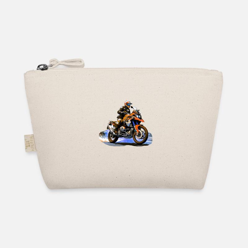 Biker on orange motorcycle Organic Pouch