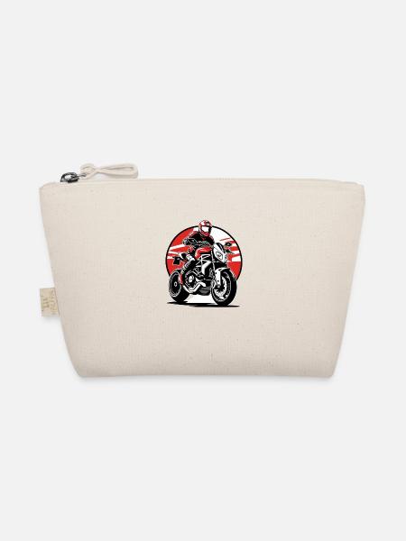 Motorcyclist Red Naked Bike - Organic Pouch - nature