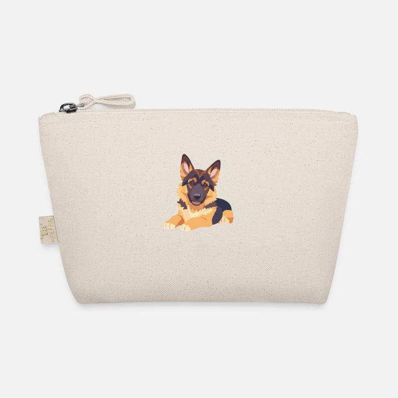 Schäferhund liegend Welpe große äugen Bio-Täschchen