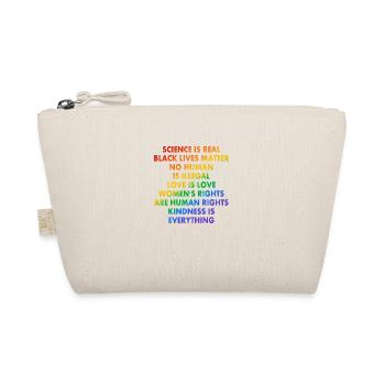 Progressive slogans in LGBTQ pride flag colours - Organic Pouch - nature - Front