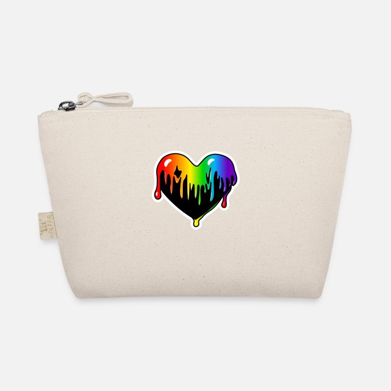 Klebriges Herz trieft : Sticky Queer Pride - Bio-Täschchen - Natur