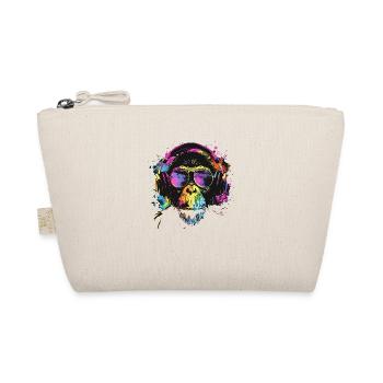 Cool monkey with headphones for DJs & musicians - Organic Pouch - nature - Front