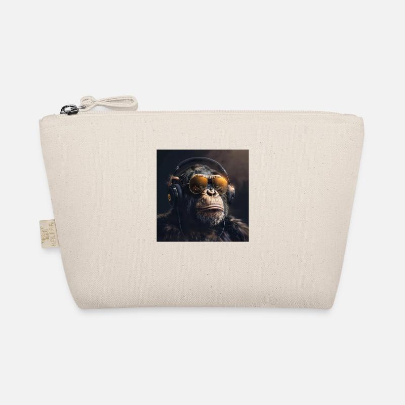 Monkey with Headphones for DJ and Musician Monkey Organic Pouch
