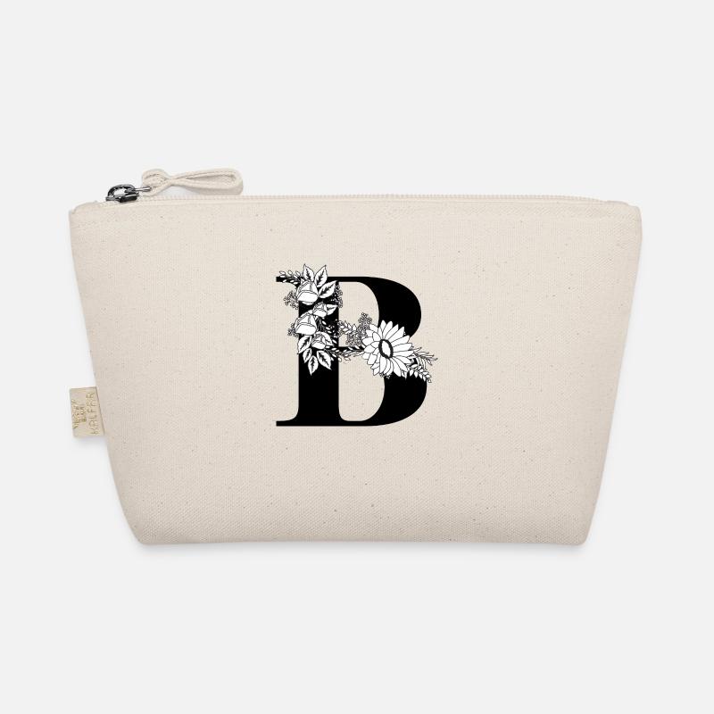 Letter b floral black and white Organic Pouch