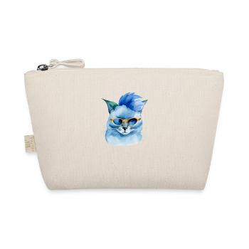 Punk Rock Cat with Sunglasses Gift Idea - Organic Pouch - nature - Front