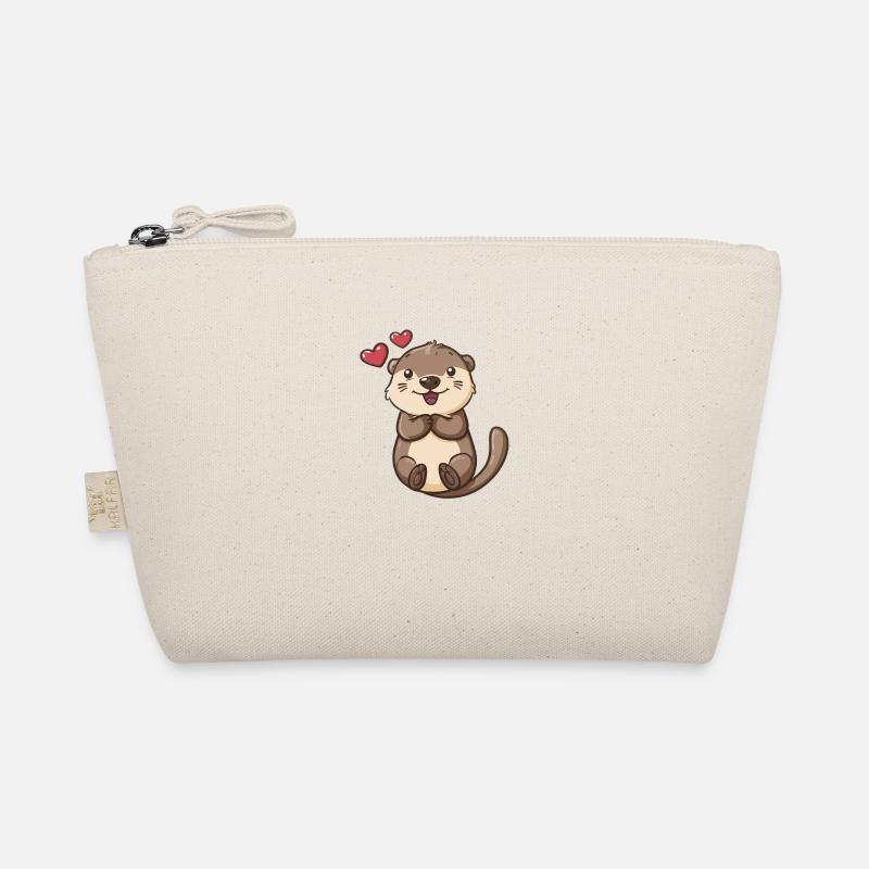 Cute otter with hearts Organic Pouch