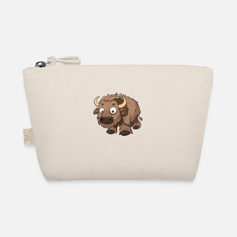Playful Bison Cartoon Character Organic Pouch