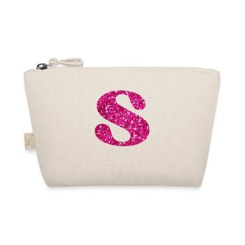 Glitzer rosa Buchstabe - Bio-Täschchen - Natur - Vorne
