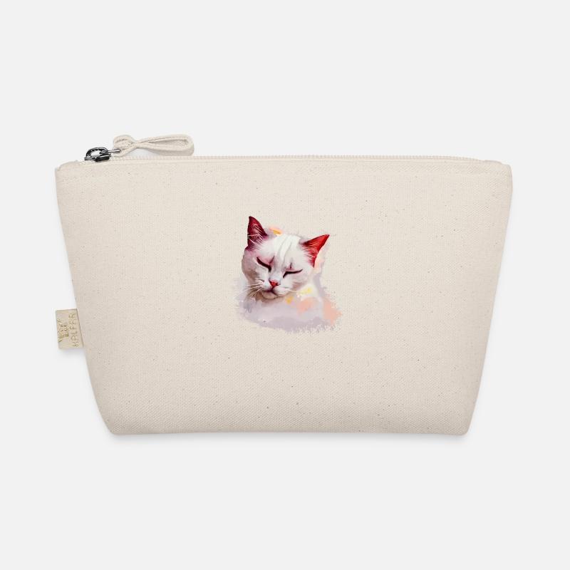 Cute White Cat Sleeping Tshirt Organic Pouch