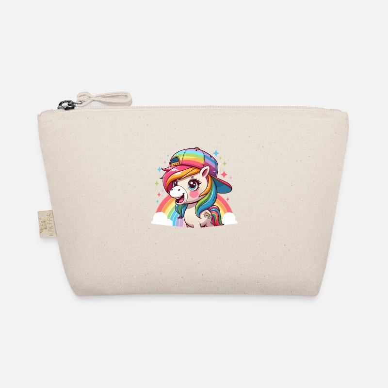Cute Rainbow Pony with Cap Organic Pouch