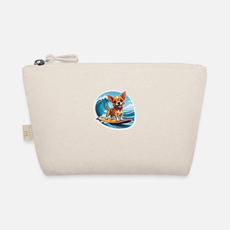 Fun Surfing Chihuahua - Organic Pouch - nature