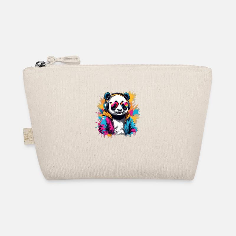 Cooler DJ Panda mit Sonnenbrille und Kopfhörer - Bio-Täschchen - Natur