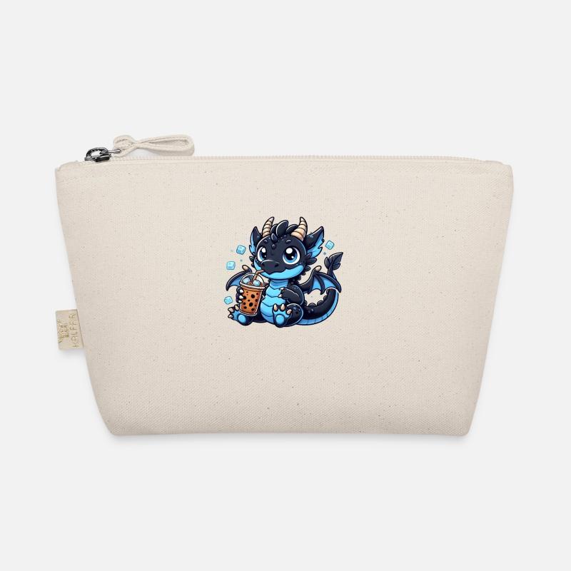 Cute blue Dragon iced Coffee , Drache Eiskaffee - Bio-Täschchen - Natur