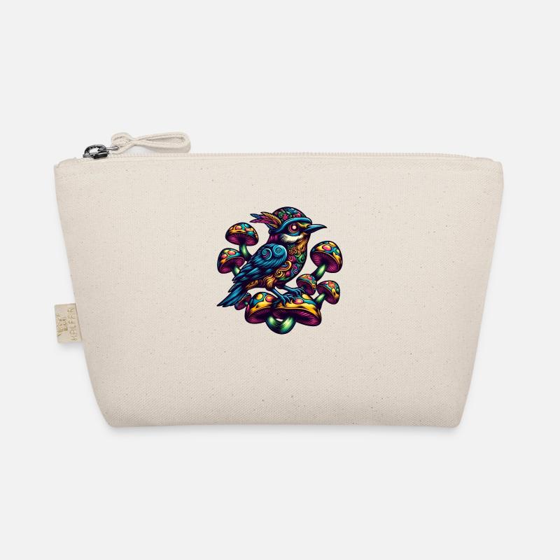 Bunter Vogel mit Pilzen Bio-Täschchen