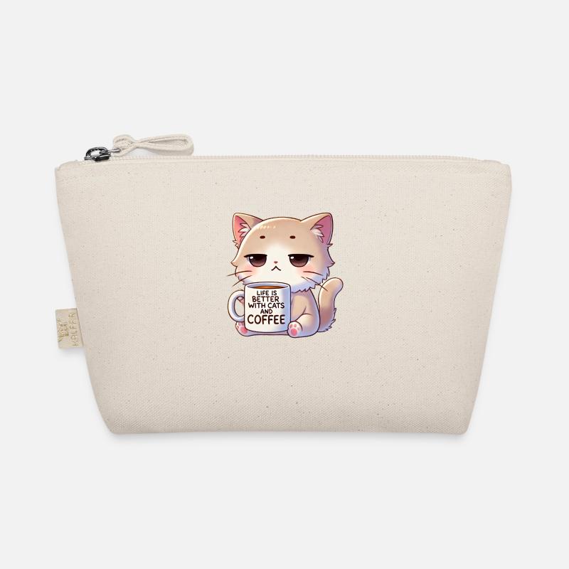 Katze Mit Kaffe - Bio-Täschchen - Natur