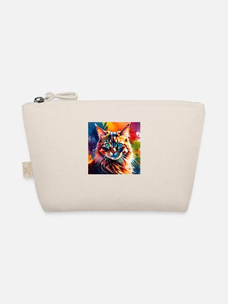Katze farbig 1 - Bio-Täschchen - Natur - Vorne