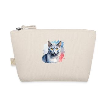 Russisch Blau Katze Wasserfarben - Bio-Täschchen - Natur - Vorne