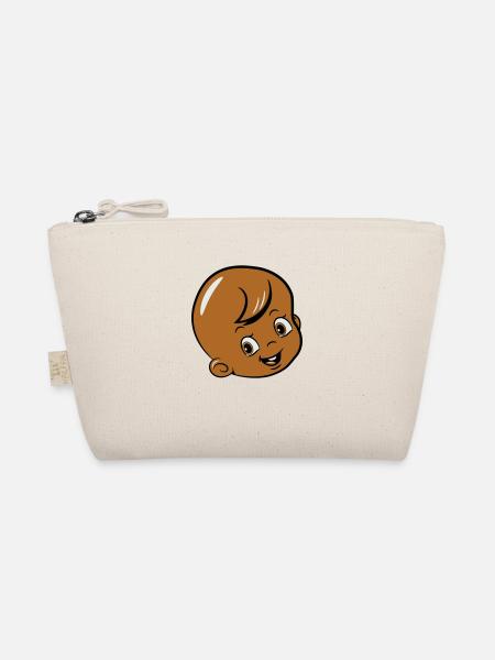 Happy baby laughing with shining eyes - Organic Pouch - nature - Front