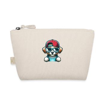Chien mignon avec capuchon et lunettes de soleil - süsser Hund - Trousse biologique - nature - Devant