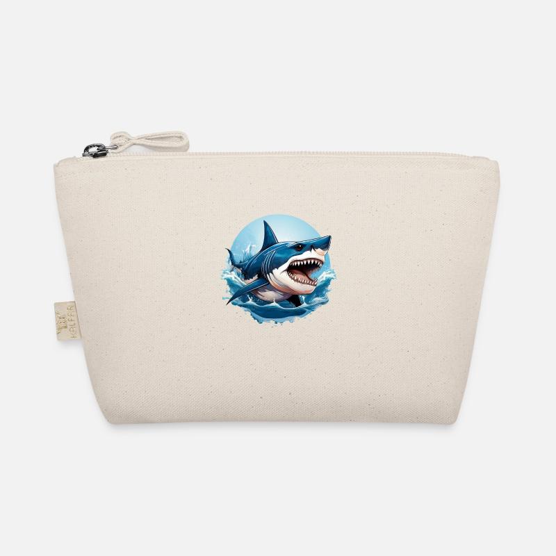 Wild angry animal great white shark motivational Organic Pouch