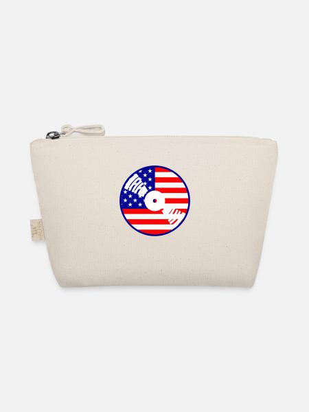Schallplatte USA Flagge Amerika Party Club Musik - Bio-Täschchen - Natur