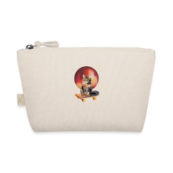 Watercolor Cat on Skateboard - Original Gift - Organic Pouch - nature - Front