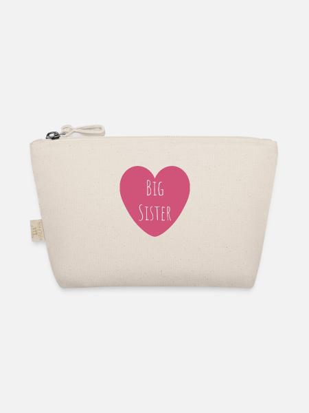 Große Schwester | Rosa Herz | Mädchen Geschenk - Bio-Täschchen - Natur