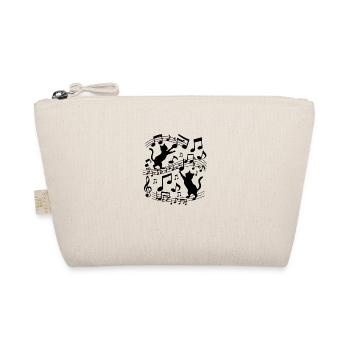 Black cats pattern playing with musical note - Organic Pouch - nature - Front