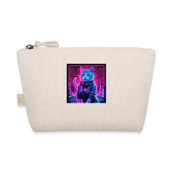 Retro Wave Cat - Cyberpunk Feline Vibes - Organic Pouch - nature - Front