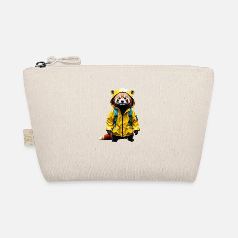 Funny Red Panda with Rain Jacket Organic Pouch