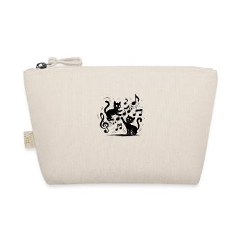 Black cats pattern playing with musical note - Organic Pouch - nature - Front